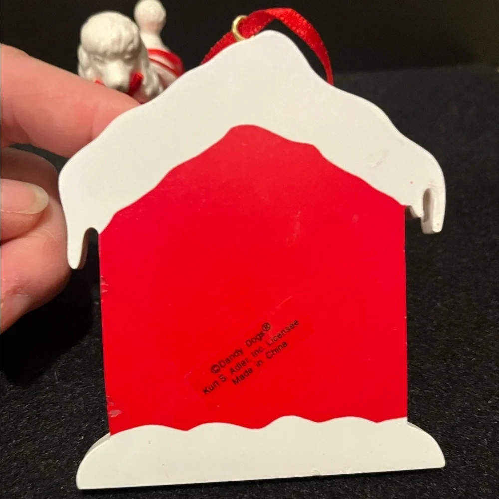 Vintage Holiday Poodle Ornament Set - Red and White